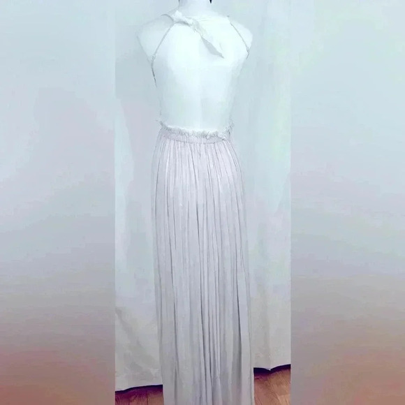 Wishlist Romantic Crotchet Lace Cotton Maxi Dress Light Grey Backless Size S - Picture 3 of 12